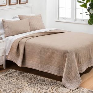 QUILT KING EMBROIDERED Beige Farmhouse